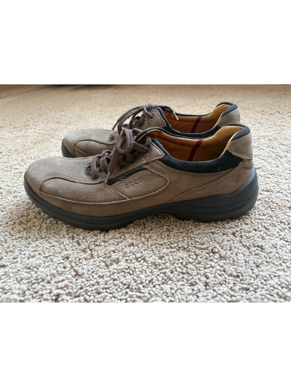 Men's ECCO brown nubuck leather comfort walking shoes sz 45 Extra width US 11.5